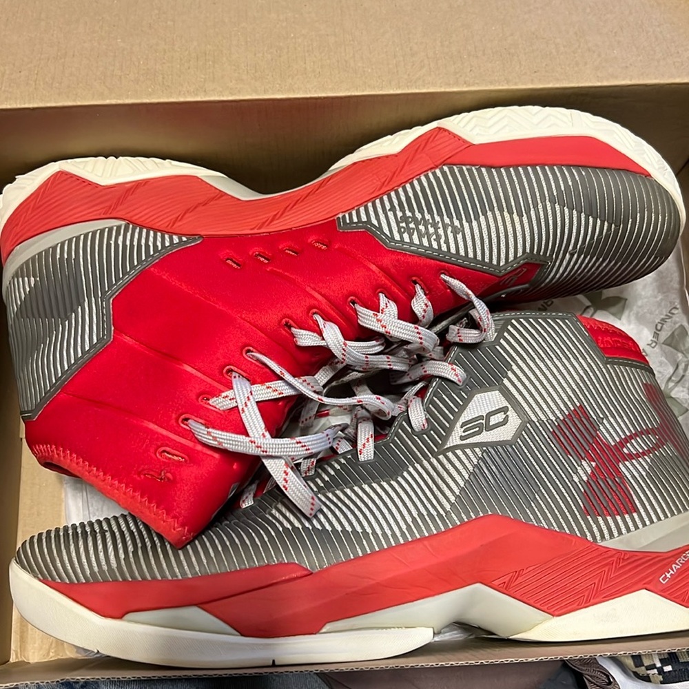 Under Armour Red and Gray Sneakers High-Top Performance